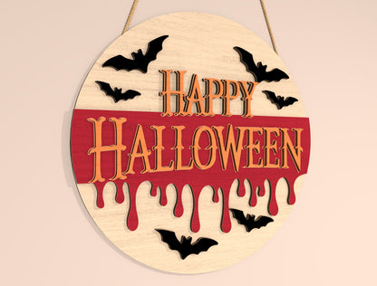 Happy Halloween Door Hanger SVG Set for Glowforge xTool LightBurn
