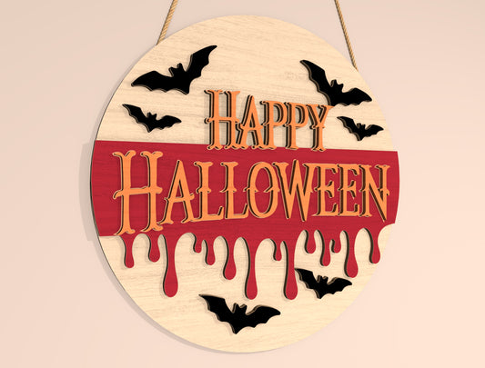 Happy Halloween Door Hanger SVG Set for Glowforge xTool LightBurn