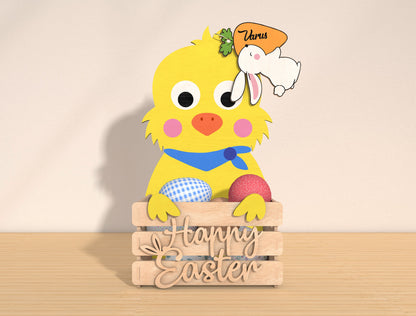 Personalized Easter Bunny Basket Holder SVG Bundle for LightBurn and xTool