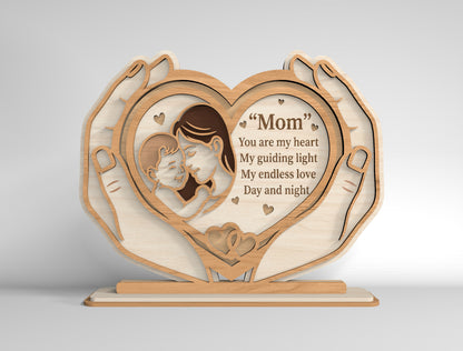 Mom Heart Stand Sign SVG Bundle Mother's Day for Glowforge
