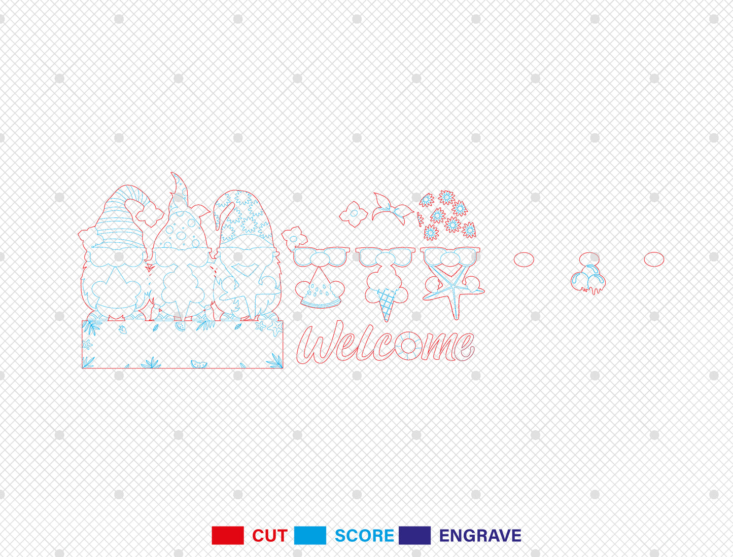Summer Gnome Welcome Door Sign SVG for Glowforge