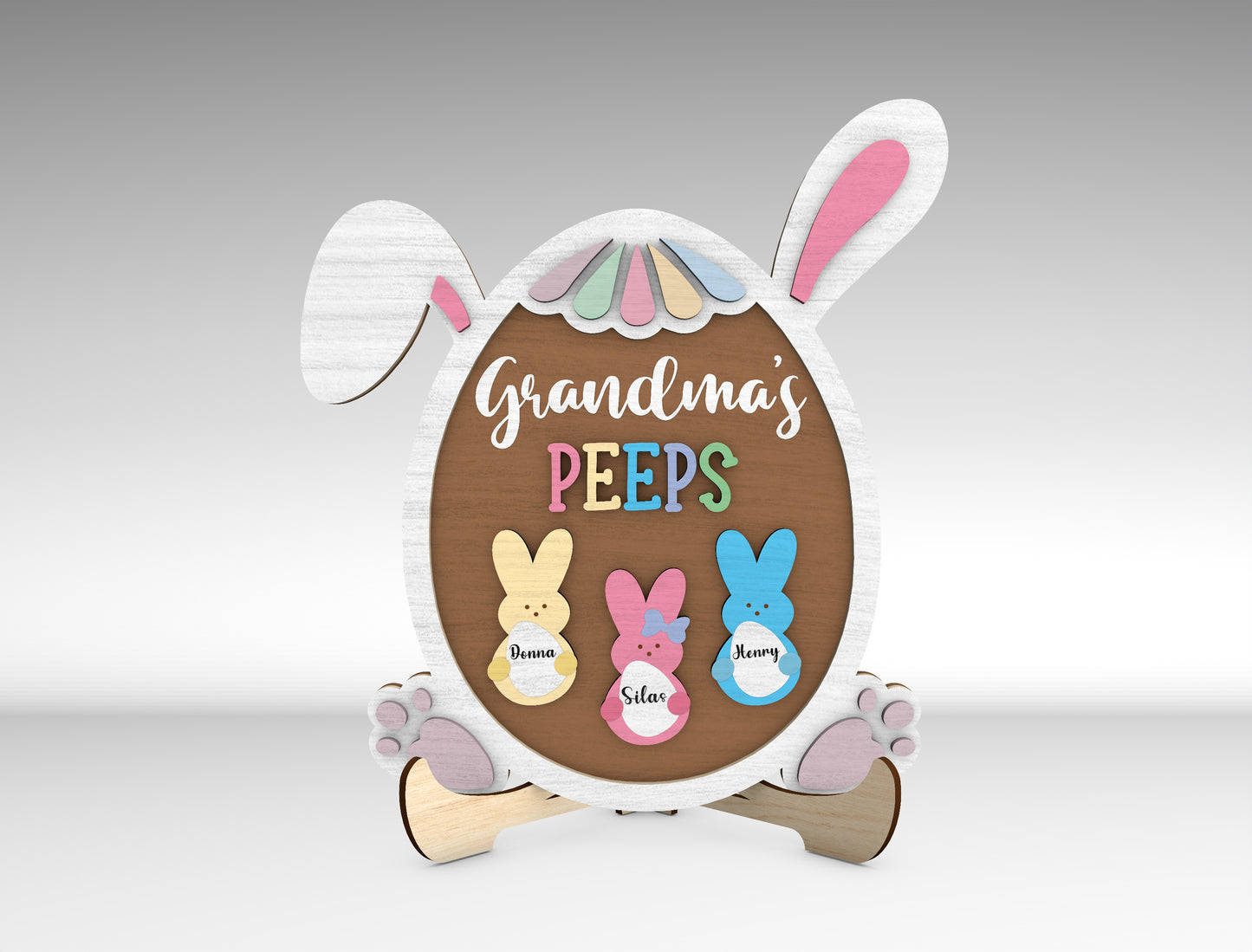 Personalized Easter Bunny Family Sign SVG Grandma Peeps for Glowforge