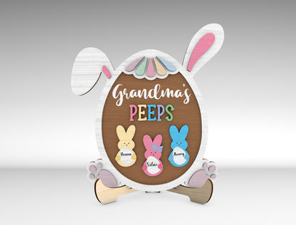 Personalized Easter Bunny Family Sign SVG Grandma Peeps for Glowforge