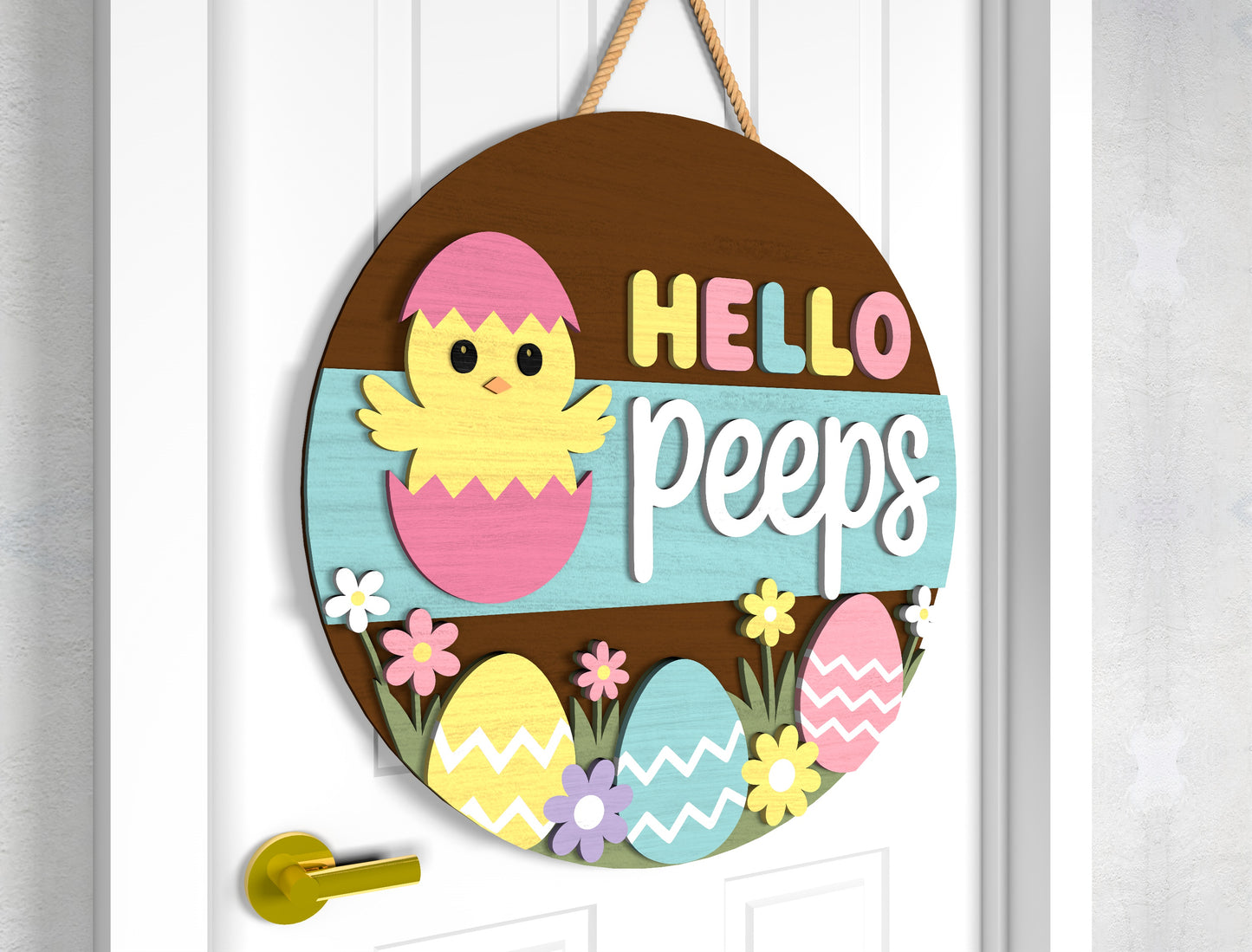 Bunny Love Easter Door Sign SVG Hello Peeps Cute Kawaii for Glowforge and xTool