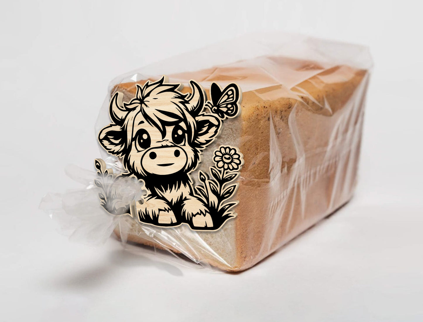 Highland Cow Bread Bag Clip Holders SVG Bundle Laser Cut File
