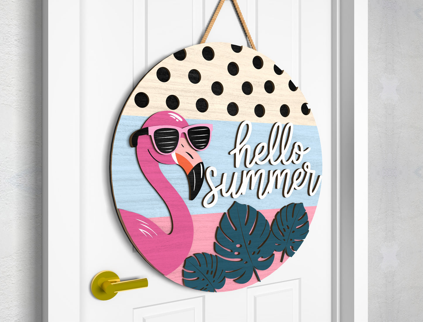 Flamingo Summer Door Hanger SVG Bundle for Glowforge