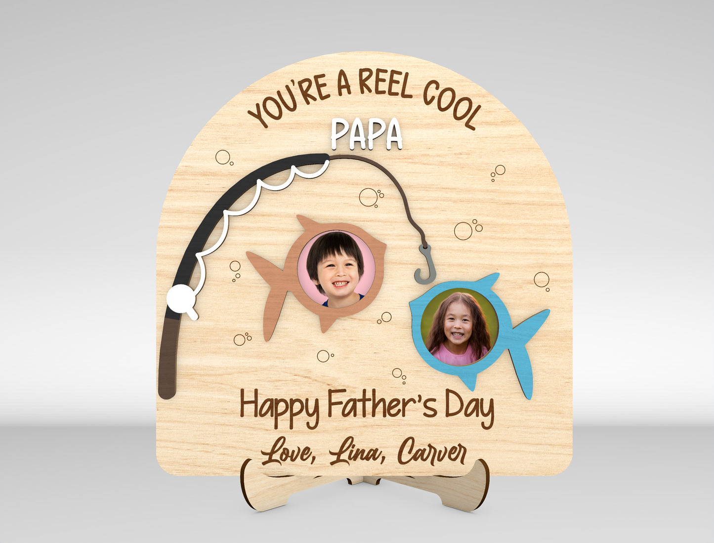 Father's Day Fishing Photo Frame SVG Laser Cut File for xTool and Glowforge