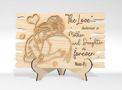 Mom and Baby Line Art Standing Decor SVG Bundle for LightBurn and xTool