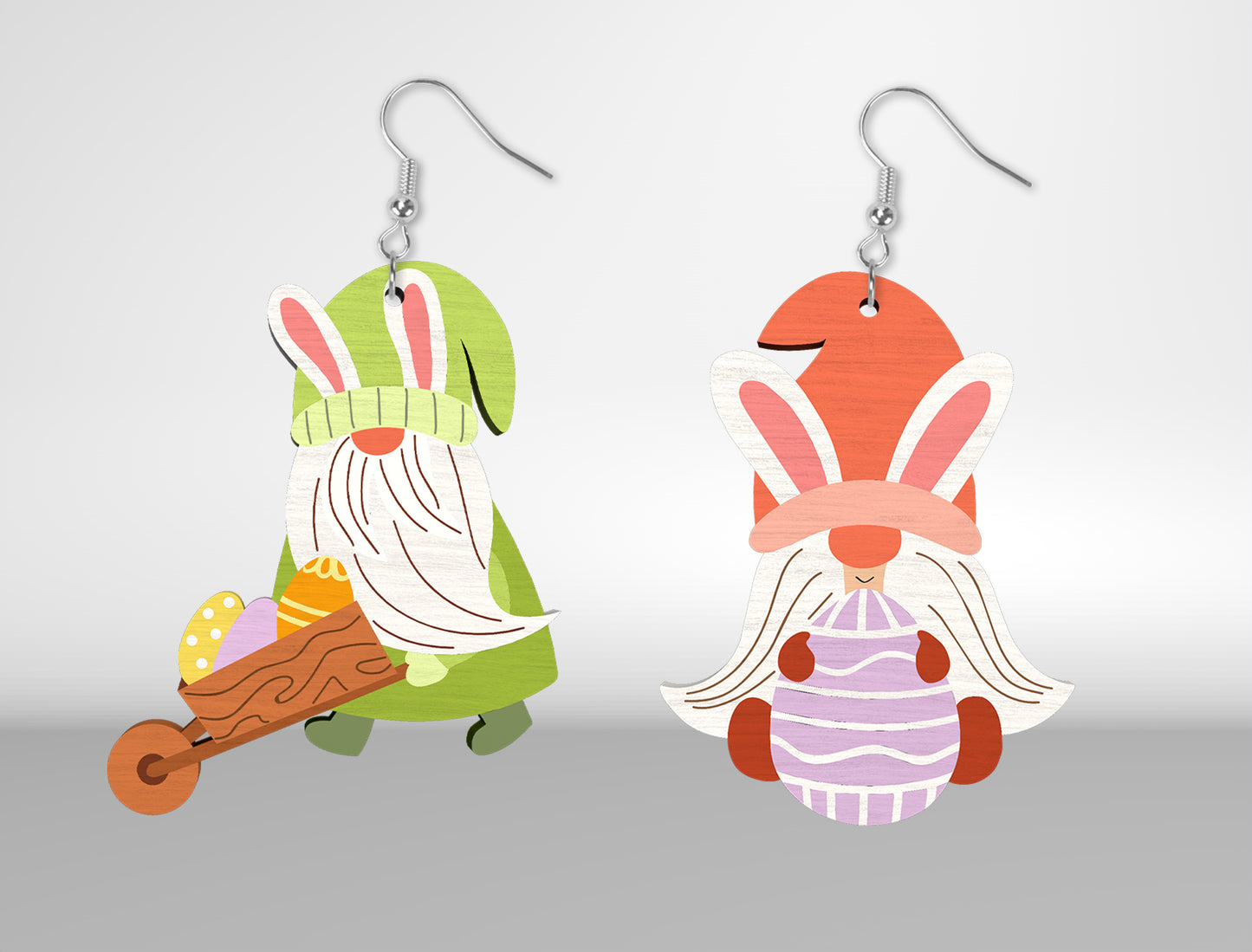 Easter Gnome Earrings SVG Set 8 Cute Bunny Jewelry for LightBurn and xTool