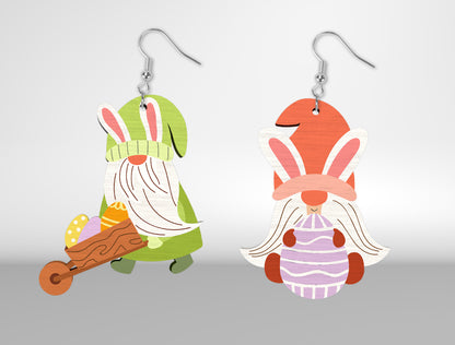 Easter Gnome Earrings SVG Set 8 Cute Bunny Jewelry for LightBurn and xTool