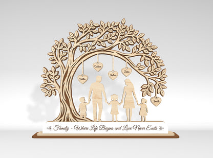 Personalized Family Tree Custom Name Sign SVG for LightBurn and xTool