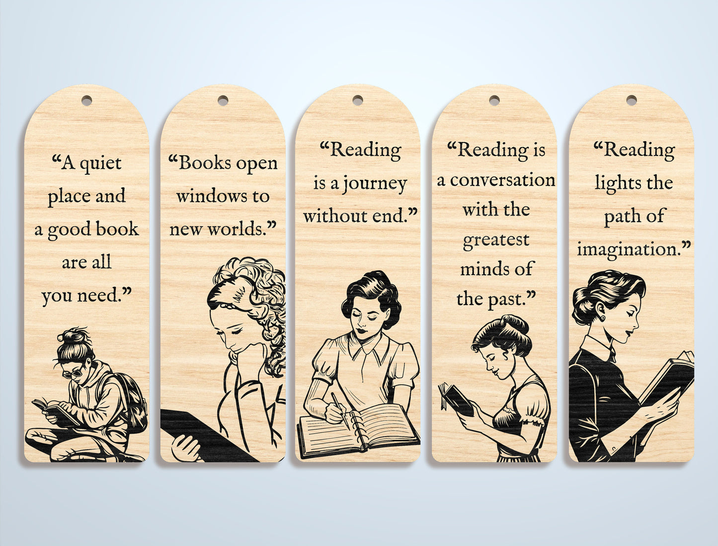 Reading Quote Bookmark SVG Bundle for Glowforge and xTool