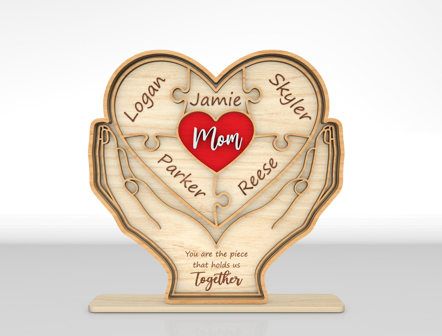 Family Hands Custom Name Sign SVG for xTool and LightBurn