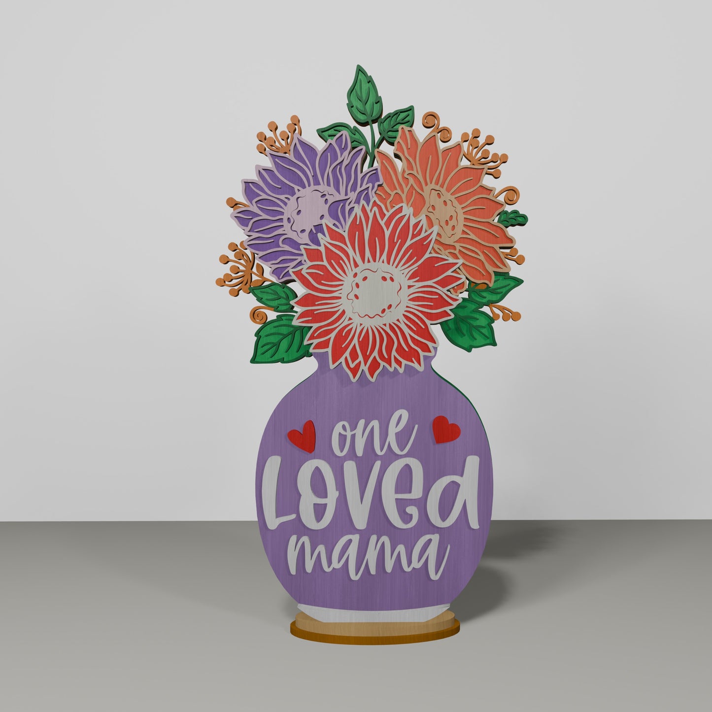 Floral Mom Vase Tabletop Decor SVG Mother's Day for Glowforge