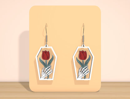 Skeleton Floral Earrings SVG Bundle for Glowforge xTool LightBurn 12 Designs