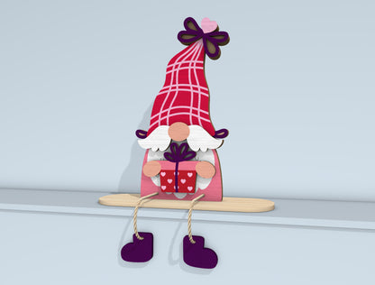 Valentine Gnome Shelf Sitter Laser Cut File | Love Gnome Bundle | Cute Wooden Decor | Glowforge, xTool, LightBurn, etc.