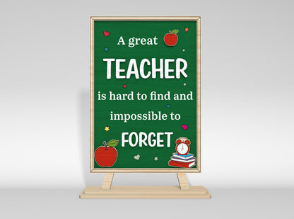 Teacher Appreciation Tabletop Decor SVG Laser Cut File for Glowforge and xTool