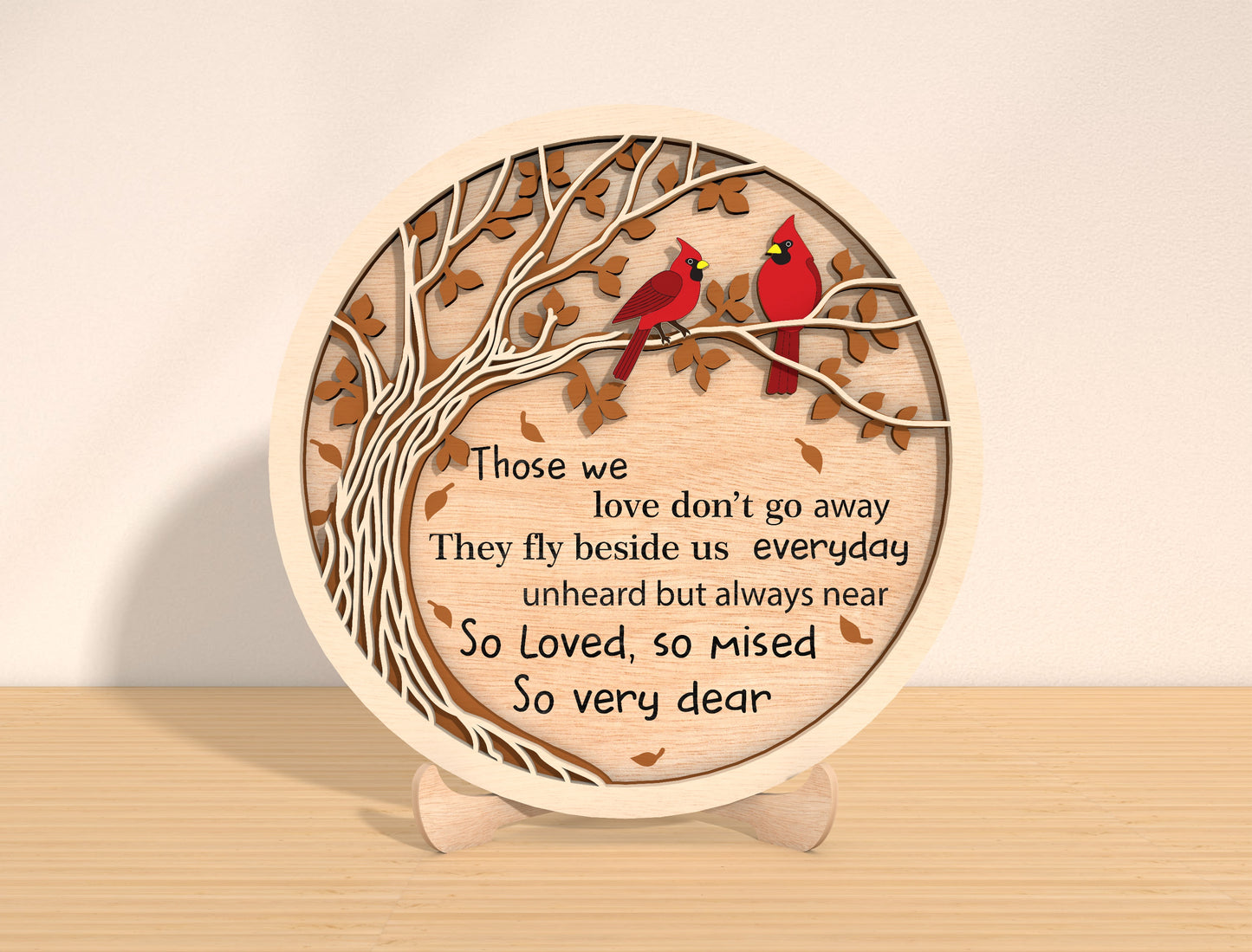 Cardinal Bird Tree Memorial SVG Laser Cut File for LightBurn