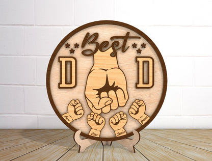 Best Dad Fist Bump Sign SVG Laser Cut File for xTool and LightBurn