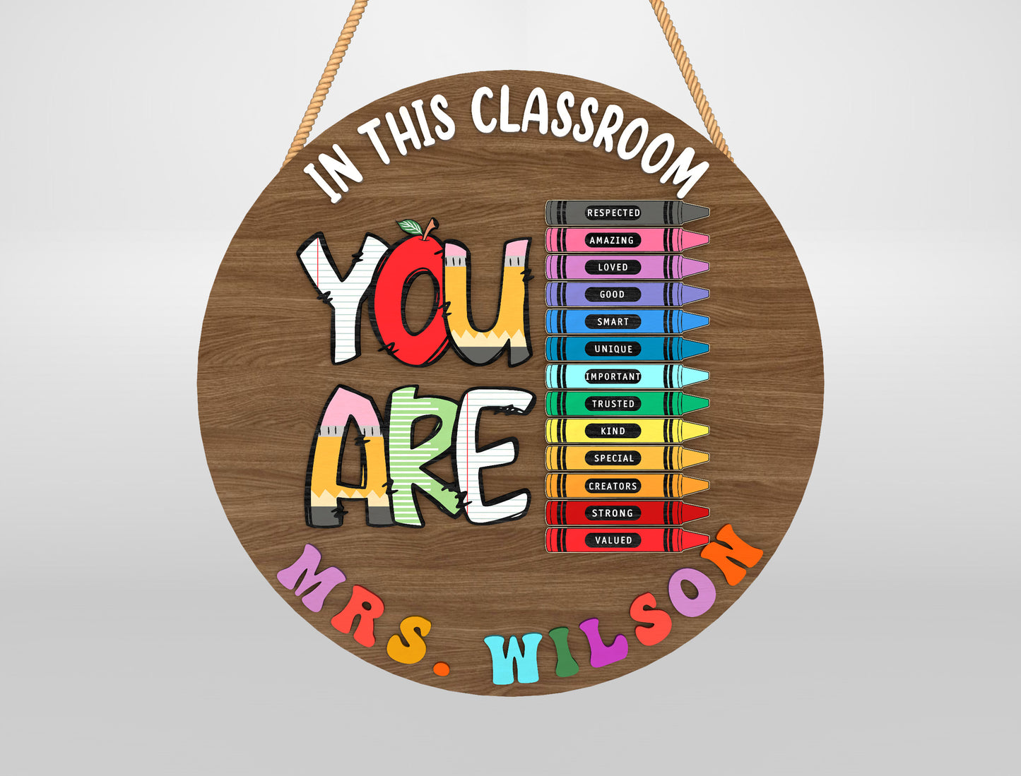 Personalized Rainbow Classroom Door Sign Laser Cut File SVG for Glowforge and LightBurn