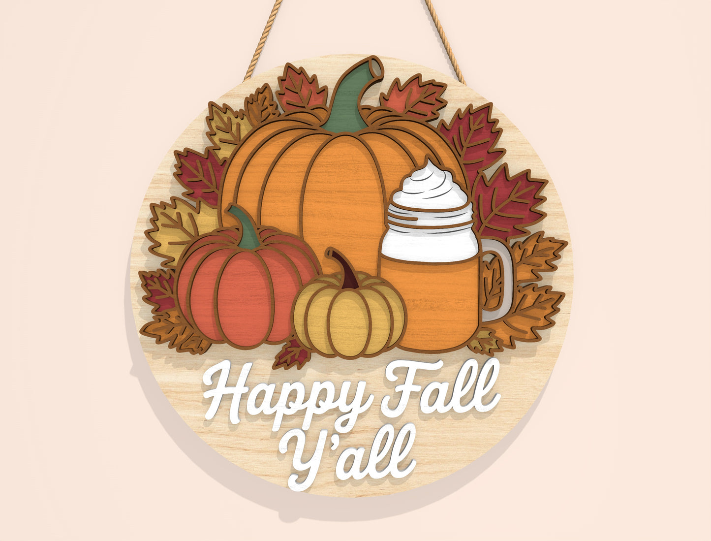 Fall Pumpkin Door Hanger SVG Bundle for Glowforge xTool LightBurn 6 Designs