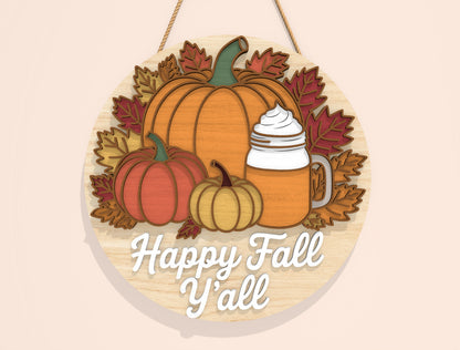 Fall Pumpkin Door Hanger SVG Bundle for Glowforge xTool LightBurn 6 Designs