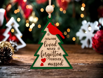Cardinal Memorial Tree Ornament SVG for Glowforge and LightBurn