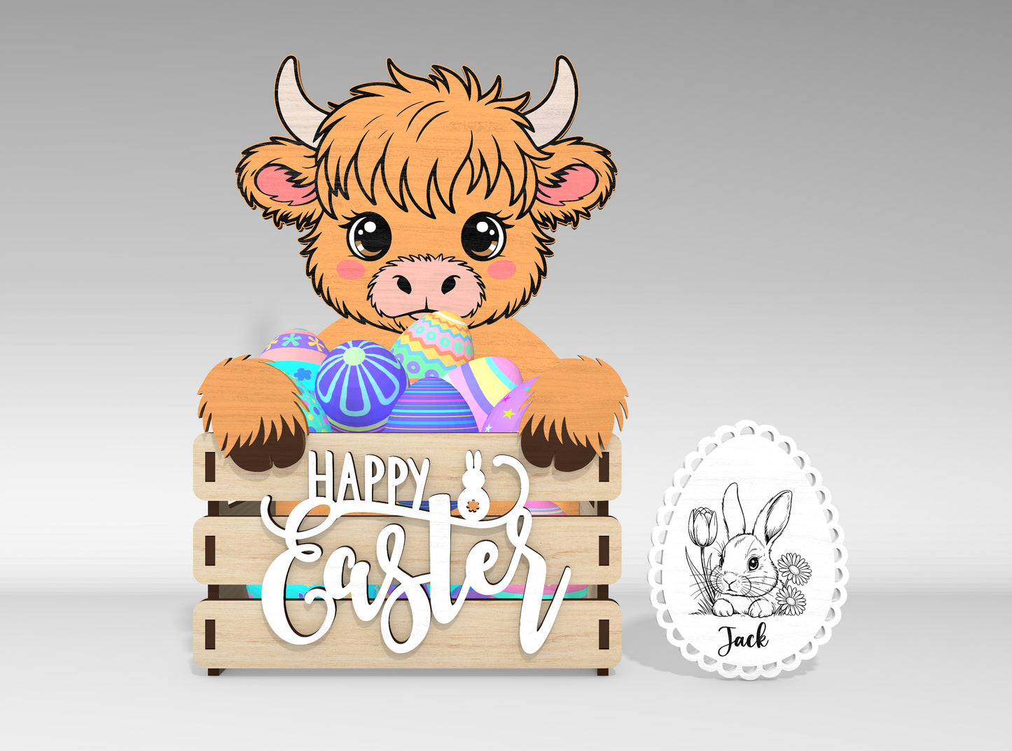 Personalized Easter Basket Name Tag SVG for Glowforge and xTool