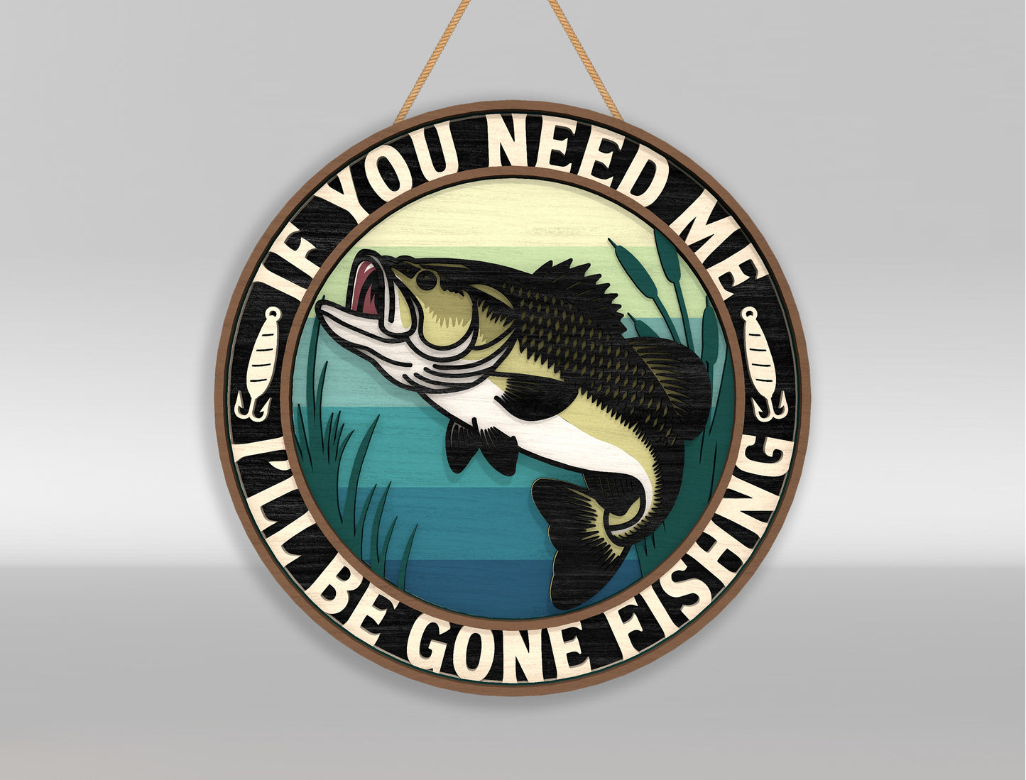Gone Fishing Sign SVG Bundle Laser Cut File for Glowforge