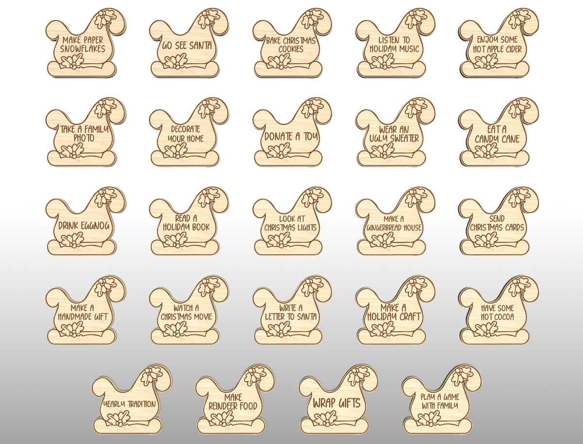 Christmas Advent Coins SVG Bundle 24 Countdown Activity Tokens