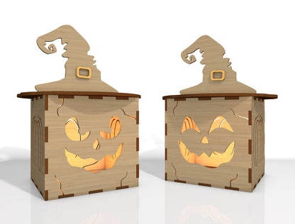 Halloween Pumpkin Face Lantern SVG Bundle Laser Cut File | 35 Pumpkin Face Designs | Spooky Light Decor | Glowforge, xTool, LightBurn, etc.