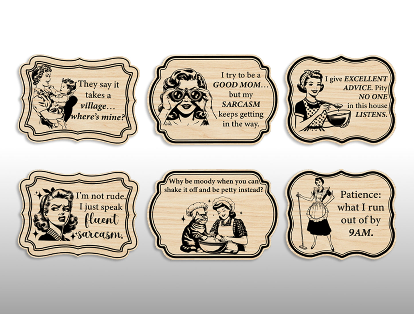 Vintage Woman Retro Lady Quote Magnet SVG Laser Cut File for Glowforge and xTool