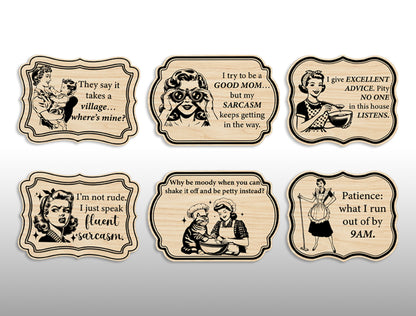 Vintage Woman Retro Lady Quote Magnet SVG Laser Cut File for Glowforge and xTool