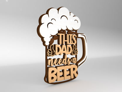 Dad Beer Mug Sign SVG Laser Cut File for Glowforge and xTool