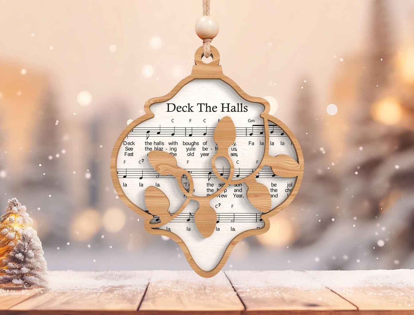 Christmas Sheet Music Ornament Laser Cut File | Vintage Hanging Ornament | Ready to Cut | Glowforge, xTool, LightBurn, etc.
