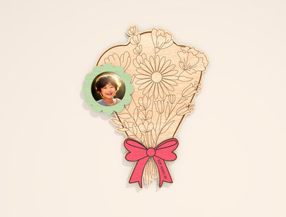 Mother’s Day Bouquet Photo Frame Laser Cut File | Floral Picture Holder | Personalized Wooden Decor | Glowforge, xTool, LightBurn , etc...