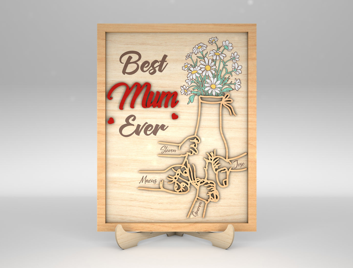 Best Mama Ever Family Hands Flower Sign SVG for Glowforge