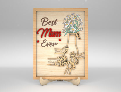 Best Mama Ever Family Hands Flower Sign SVG for Glowforge
