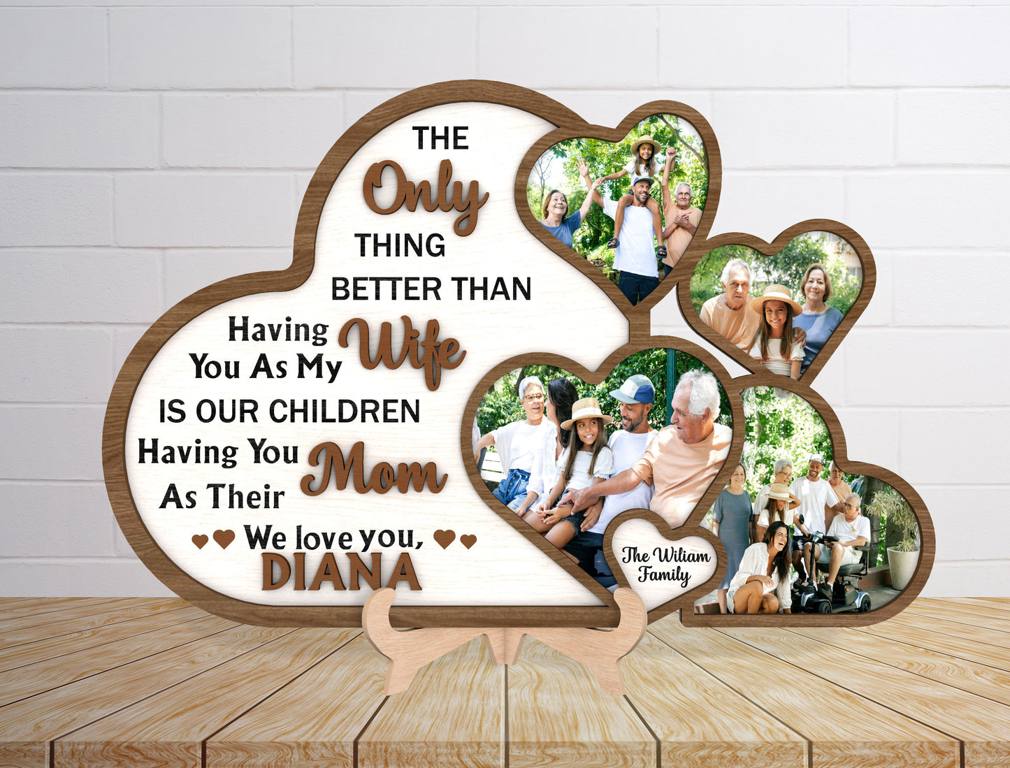 Mom Heart 4 Photo Plaque SVG Wife Quote Sign for LightBurn and xTool