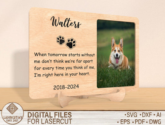 Pet Memorial Paw Print Heart Photo Frame SVG for Glowforge and xTool
