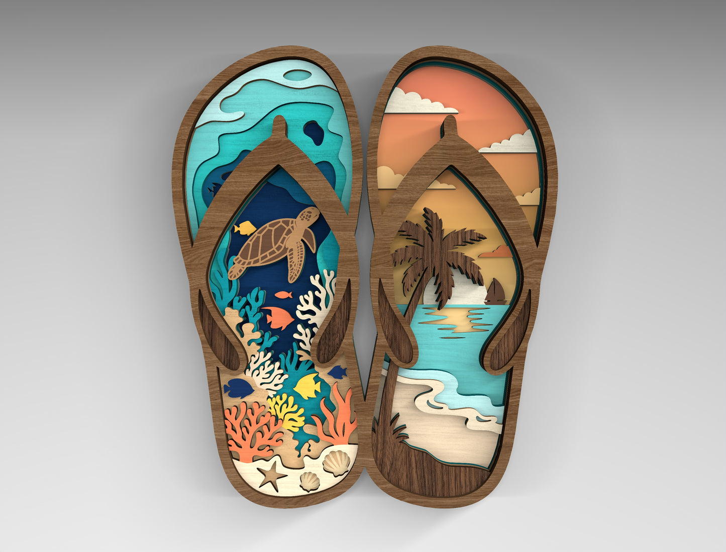 Summer Beach Multilayer SVG Bundle for Glowforge xTool LightBurn 11 Designs