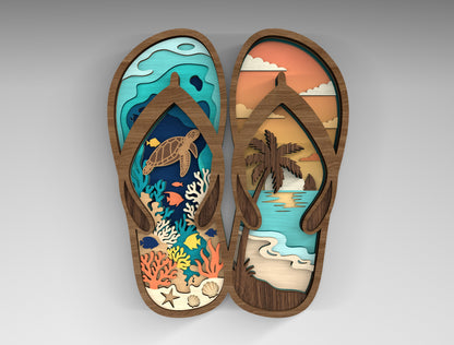 Summer Beach Multilayer SVG Bundle for Glowforge xTool LightBurn 11 Designs