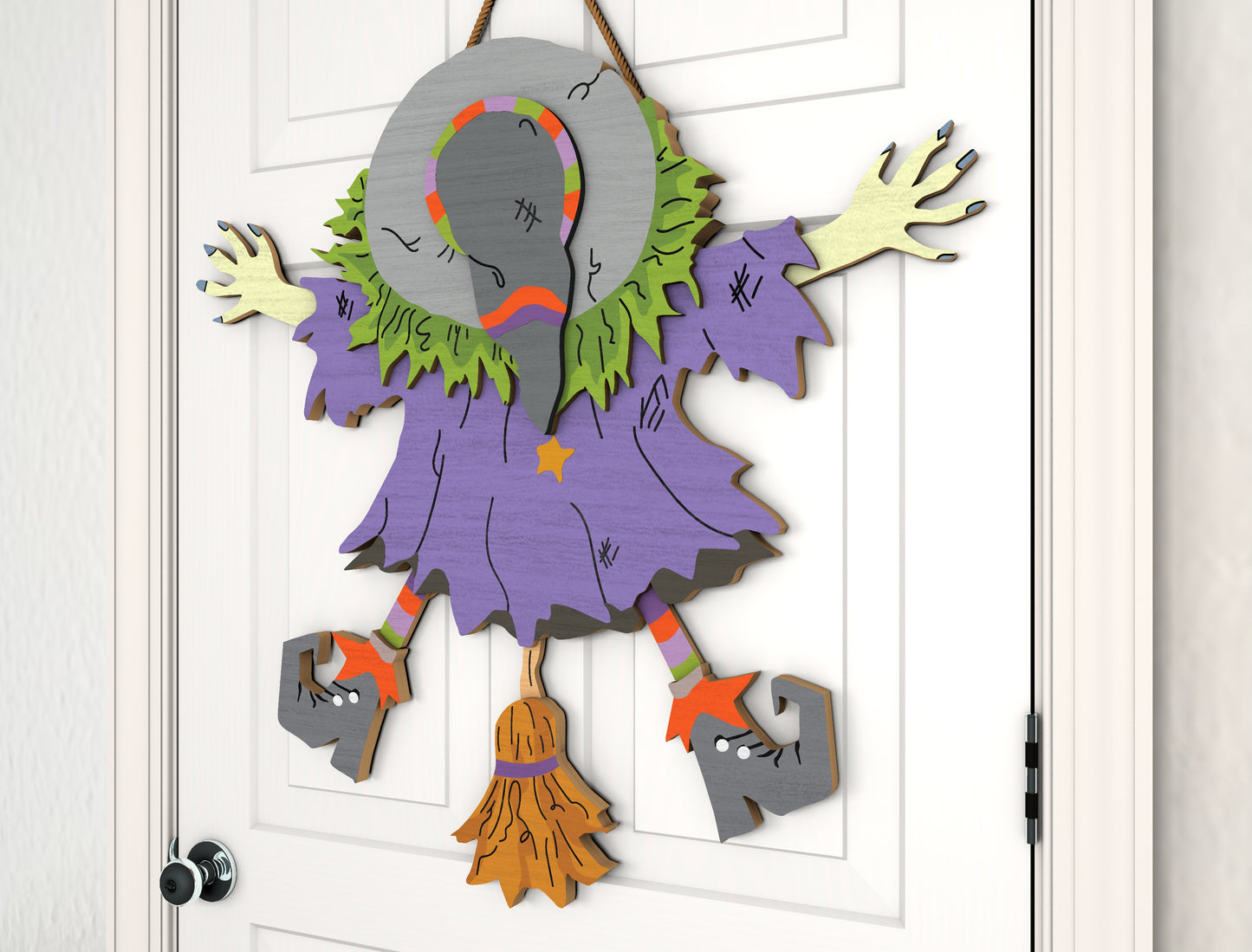 Halloween Crashed Witch Door Hanger SVG for Glowforge xTool