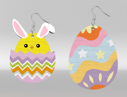 Cute Easter Bunny Egg Earrings SVG Bundle 16 Designs for LightBurn and xTool