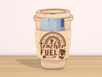 Teacher Coffee Cup Card Holder SVG Bundle Laser Cut File for Glowforge and xTool