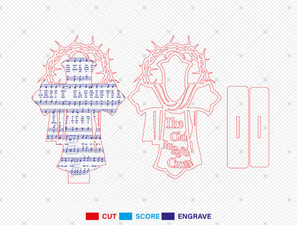 Christian Cross Hymn Laser Cut File Bundle | Faith Song Scripture Decor | Layered Wooden Cross Art | Glowforge, xTool, LightBurn, etc.