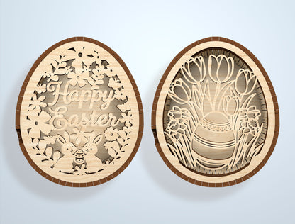 Easter Shadow Box SVG Bundle Happy Easter Egg for LightBurn and xTool