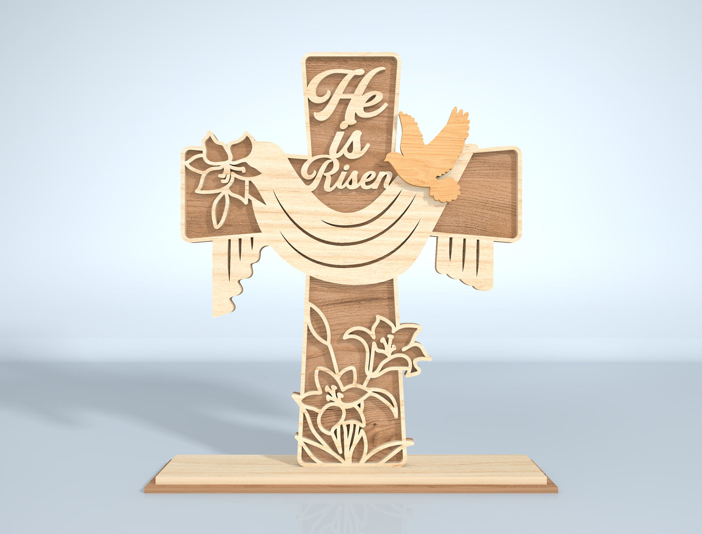 6 Floral Easter Cross Designs | Religious Bible Verse Laser Cut File | Digital Download | Ready to Cut for Glowforge, xTool, LightBurn, etc.