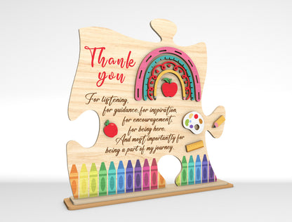 Teacher Puzzle Tabletop Sign SVG for Glowforge and LightBurn