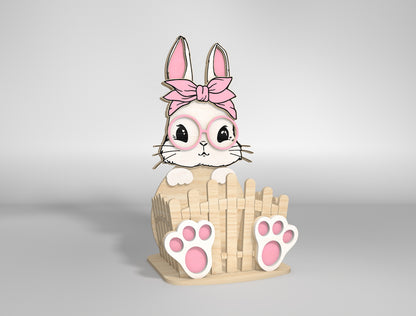 Cute Bunny Basket Egg Holder Glasses Cap SVG 2 Designs for Glowforge and xTool